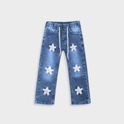 Premium Quality Girls Embroidered Stretch Flared Wash Jeans