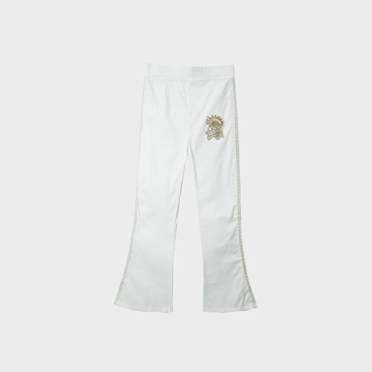 Imported For Girls White Pant Tights With Side Panel White Lace