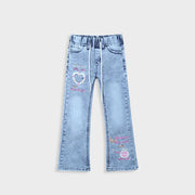 Premium Quality Girls Embroidered Stretch Flared Jeans