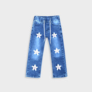 Premium Quality Girls Embroidered Stretch Flared Jeans