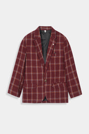 Boys Imported Soft Wool Red & White Check Coat