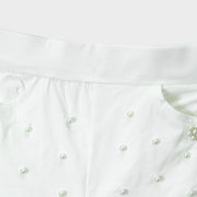 Imported For Girls White Pant Tights On Front Gold Stud