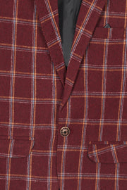 Boys Imported Soft Wool Red & White Check Coat