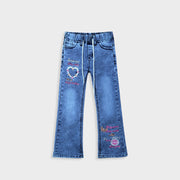 Premium Quality Girls Embroidered Stretch Flared Jeans