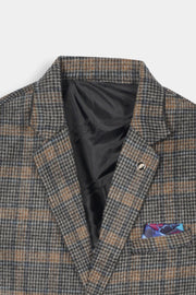 Boys Imported Soft Wool Brown Check Coat