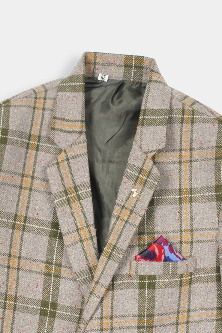 Boys Imported Soft Wool Multi Color Check Coat