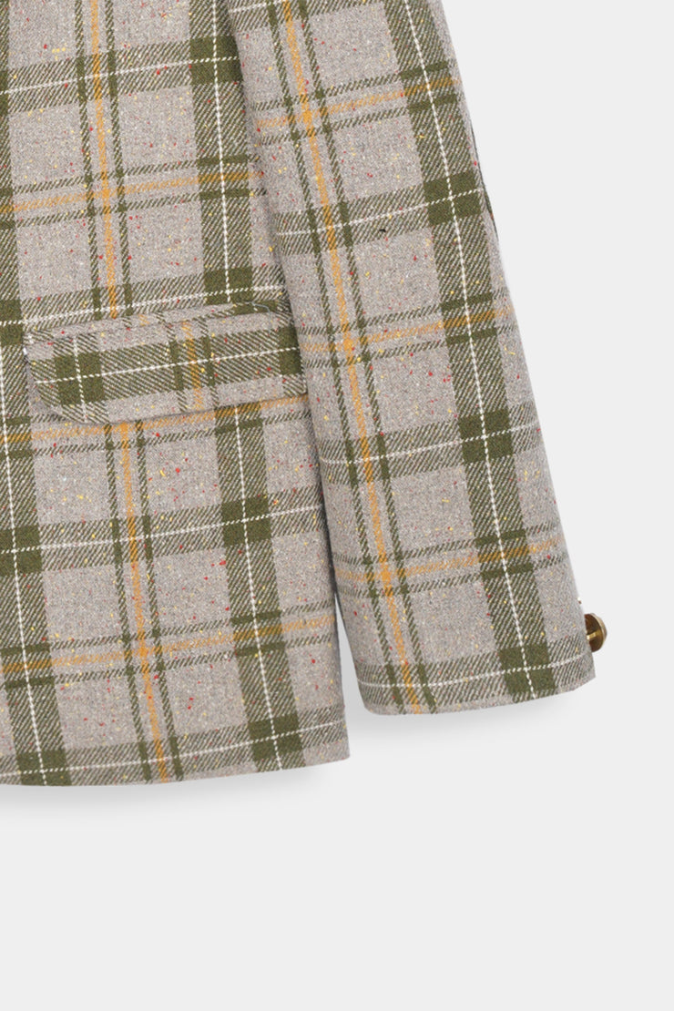 Boys Imported Soft Wool Multi Color Check Coat