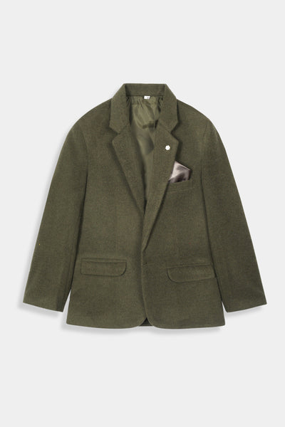 Boys Imported Soft Wool Dark Green Coat