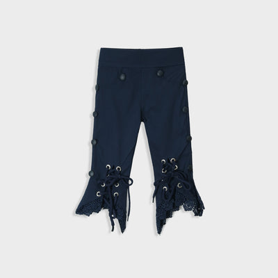 Imported For Girls Navy Blue Pant Tights Side Panel Black Stud