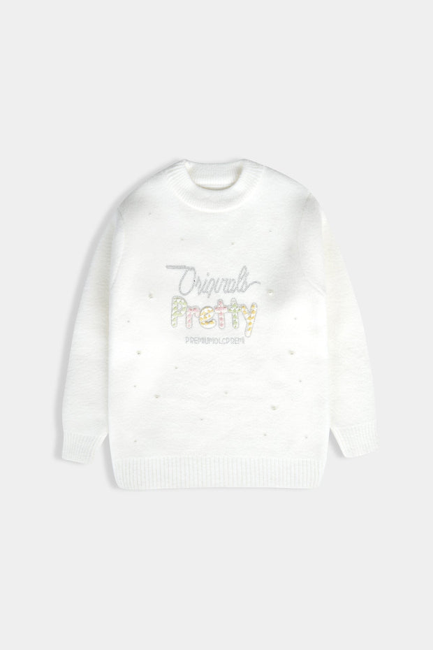 Imported Soft Wool White And Originals Pretty Sweatshirt For Girls