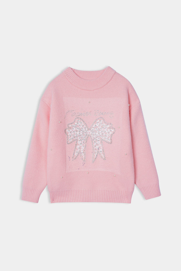 Imported Soft Wool Sweat Shirt With White Stud For Girls