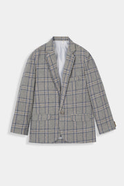 Boys Imported Soft Wool Grey Check Coat