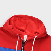 Kids Printed Panel Fleece Red Zipper Hoodie