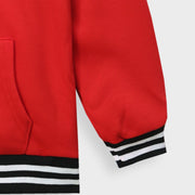 Kids Printed Panel Fleece Red Zipper Hoodie