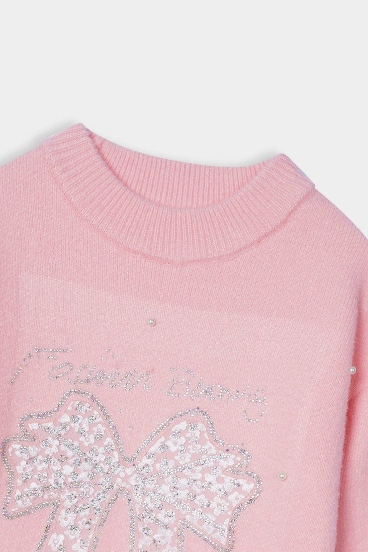 Imported Soft Wool Sweat Shirt With White Stud For Girls