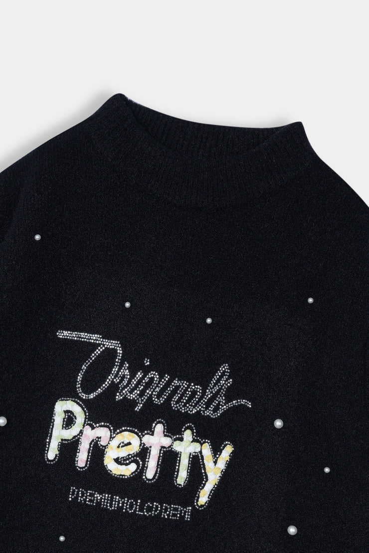 Imported Soft Wool Black And White Pretty Sweatshirt For Girls