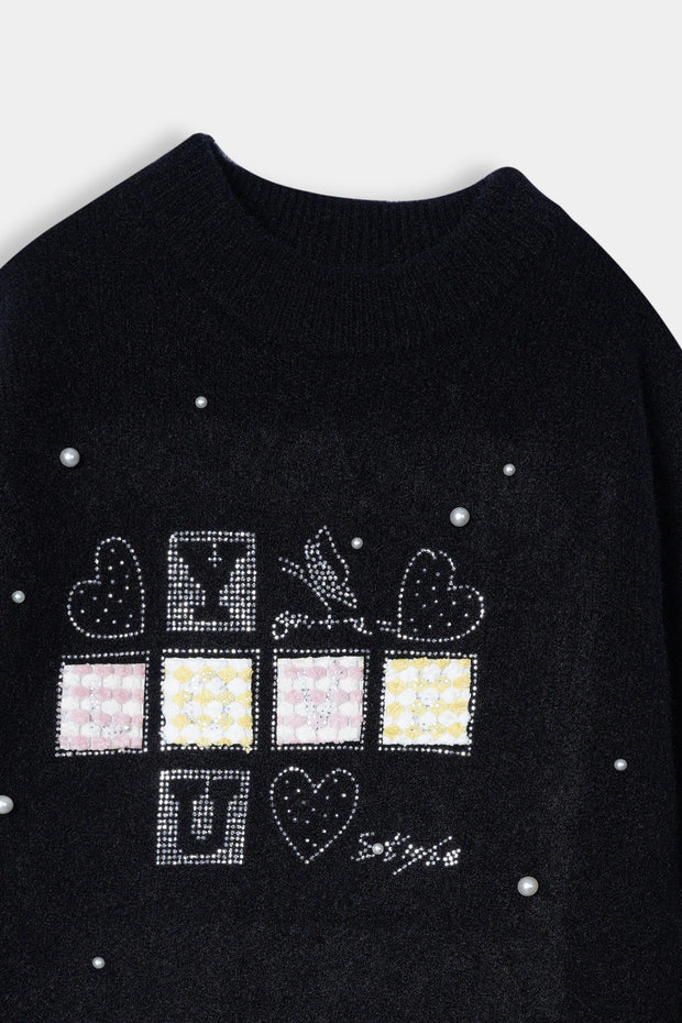 Imported Soft Wool Black Sweatshirt For Girls