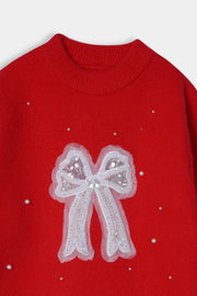 Imported Soft Wool Red Sweatshirt For Girls