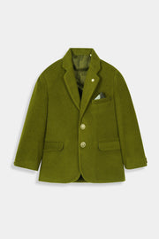 Boys Imported Soft Wool Olive Coat