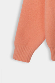 Imported Soft Wool Peach Sweat Shirt With White Bow For Girls