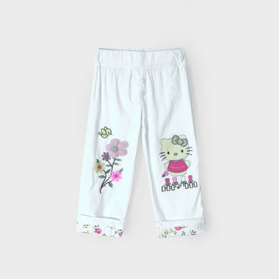 Imported For Girls White Hello Kitty Printed Pant Tights