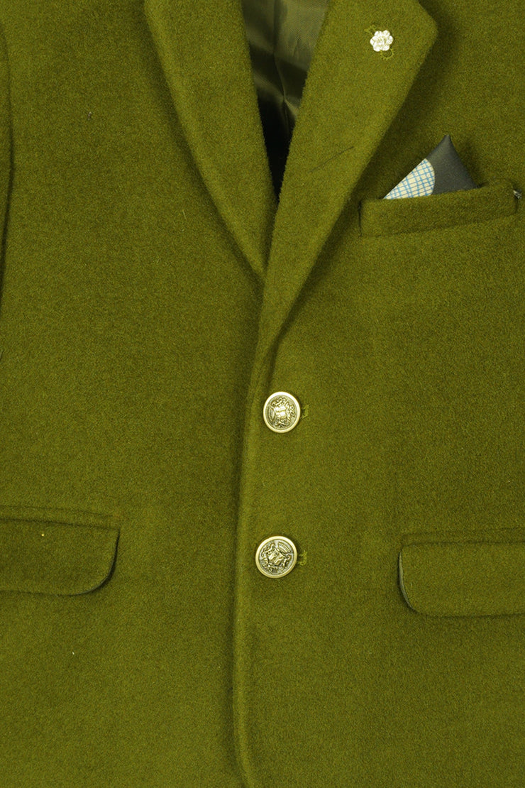 Boys Imported Soft Wool Olive Coat