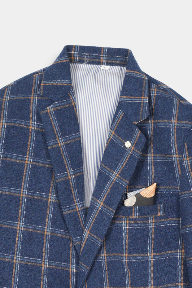 Boys Imported Soft Wool Blue Check Coat