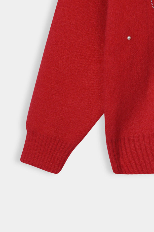 Imported Soft Wool Red Sweat Shirt With White Rabbit For Girls